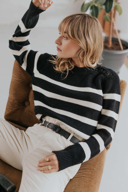Stripped black Colette sweater - Orta